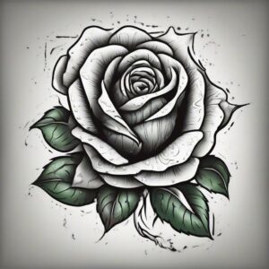 Black rose covered in morning dew Design Featuring traditional style tattoo