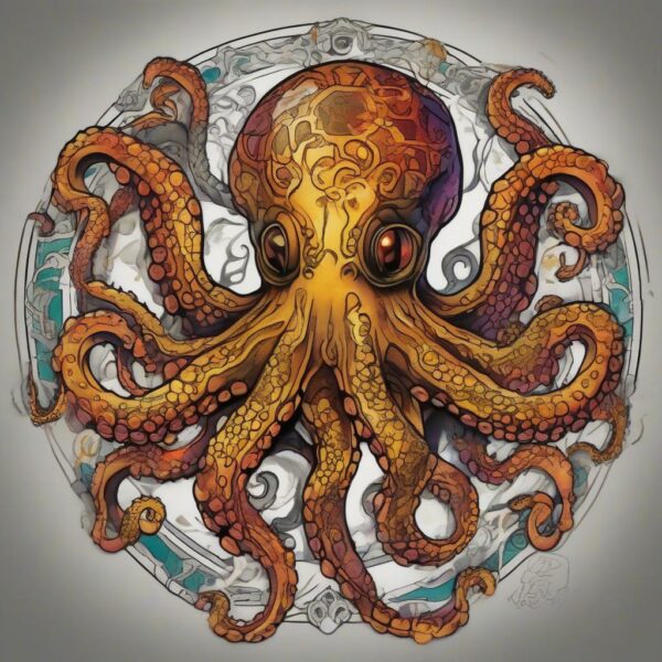 Golden octopus with metallic-like skin Design Featuring neo-traditional style tattoo