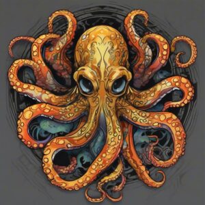 Golden octopus with metallic-like skin Design Featuring neo-traditional style tattoo