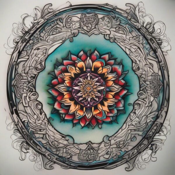 Mandala reflecting in a tranquil water pool Design Featuring neo-traditional style tattoo