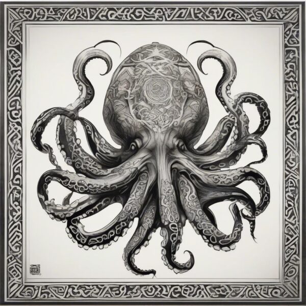 Octopus entangled in the wreckage of an ancient vessel Design Featuring tribal style tattoo