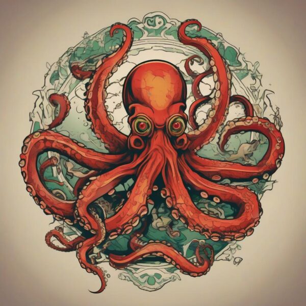 Octopus entangled in the wreckage of an ancient vessel Design Featuring traditional style tattoo