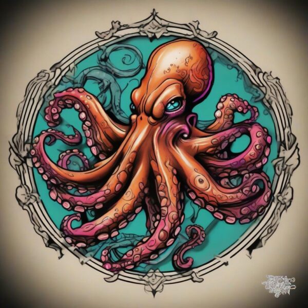 Octopus lurking in the deep abyss Design Featuring neo-traditional style tattoo