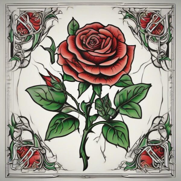 Rose floating on a calm lake Design Featuring traditional style tattoo