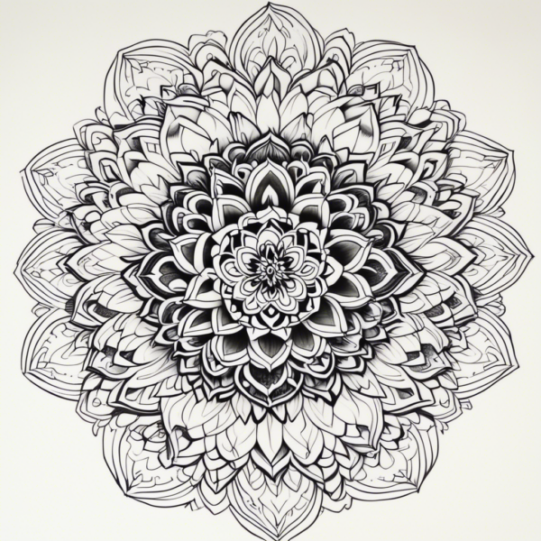 Mandala shaped like a blooming lotus Design Featuring tribal style tattoo