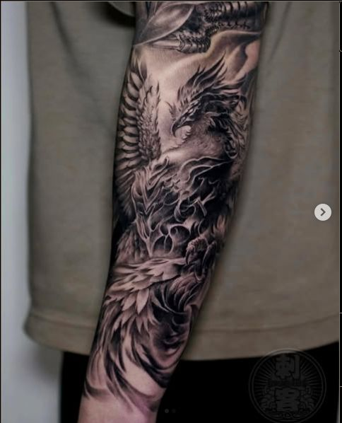 phoenix sleeve tattoo from pinterest
