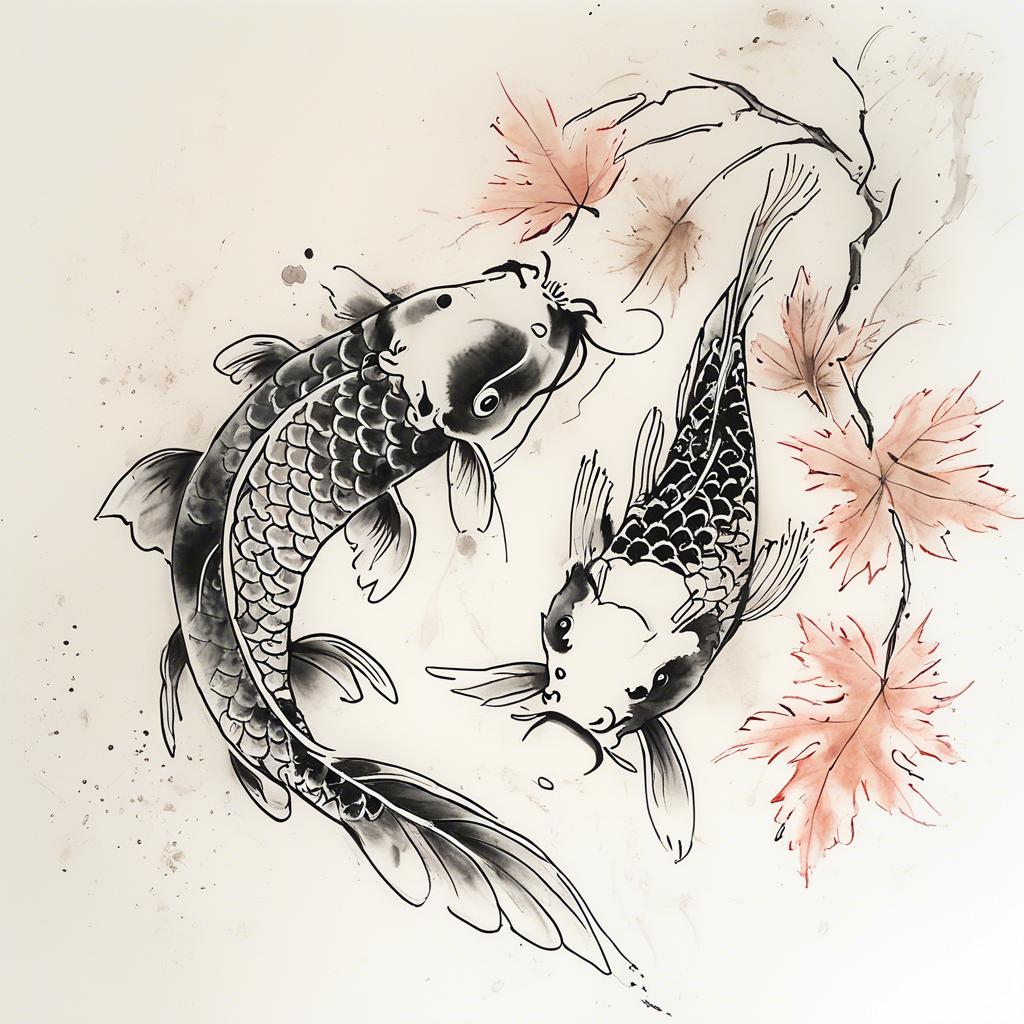 koi fish and maple leaves9 AI Ink All koi fish and maple leaves designed featuring Japanese style tattoo