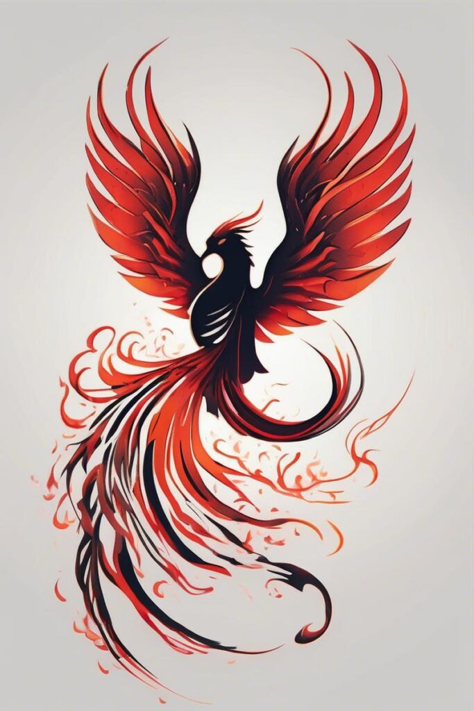 myth phoenix rising from the ashes designed featuring minimalist style tattoo