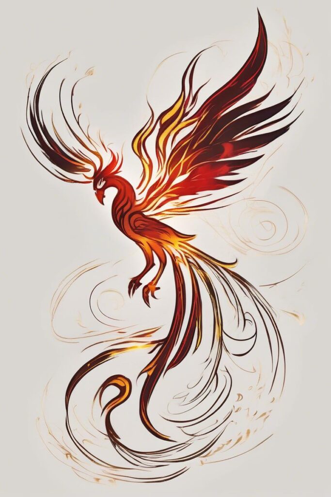 myth phoenix rising from the ashes13minimaliststyle AI Ink All myth phoenix rising from the ashes designed featuring minimalist style tattoo