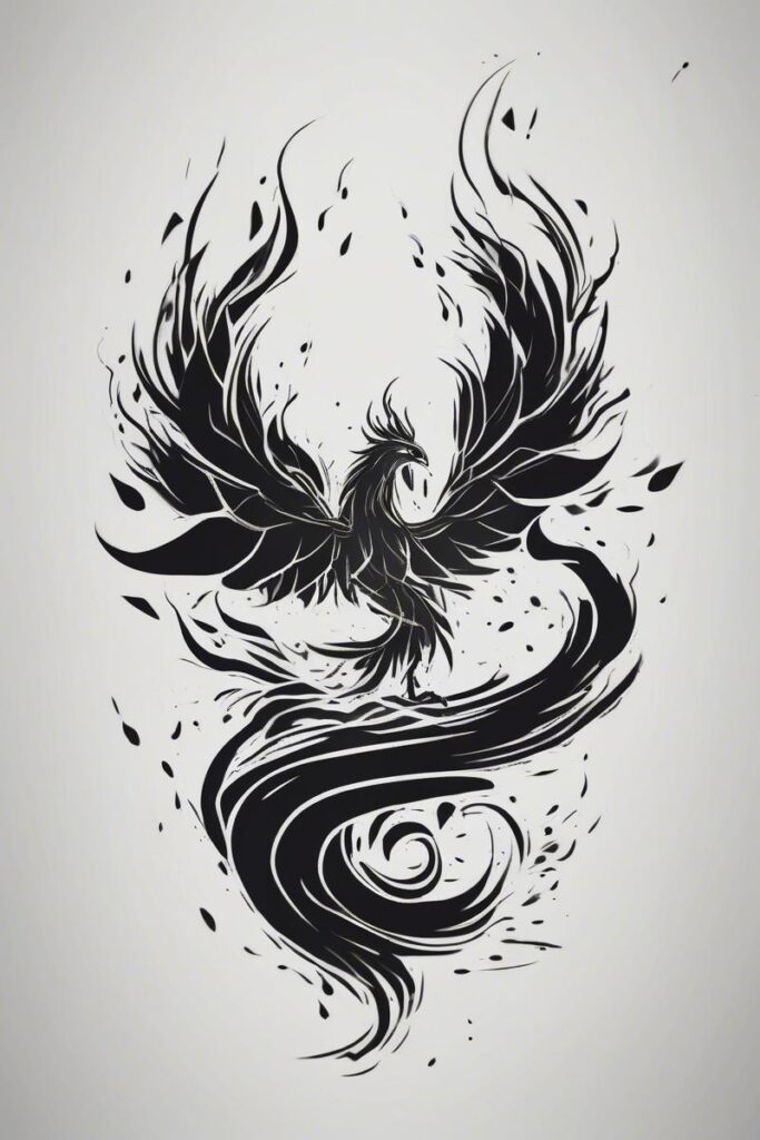 myth phoenix rising from the ashes14stencilstyle AI Ink All myth phoenix rising from the ashes designed featuring stencil style tattoo