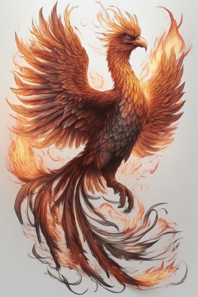 myth phoenix rising from the ashes19realismstyel AI Ink All myth phoenix rising from the ashes designed featuring realism style tattoo