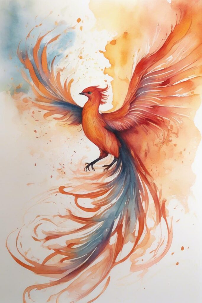 myth phoenix rising from the ashes26watercolorstyle AI Ink All myth phoenix rising from the ashes designed featuring watercolor style tattoo