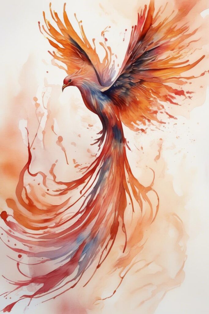 myth phoenix rising from the ashes27watercolorstyle AI Ink All myth phoenix rising from the ashes designed featuring watercolor style tattoo