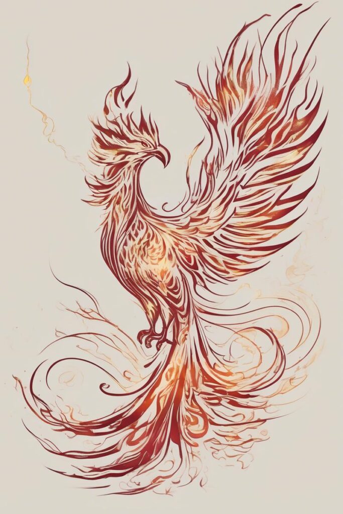 myth phoenix rising from the ashes5minimaliststyle AI Ink All myth phoenix rising from the ashes designed featuring minimalist style tattoo