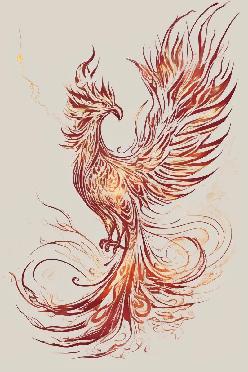 myth phoenix rising from the ashes designed featuring minimalist style tattoo