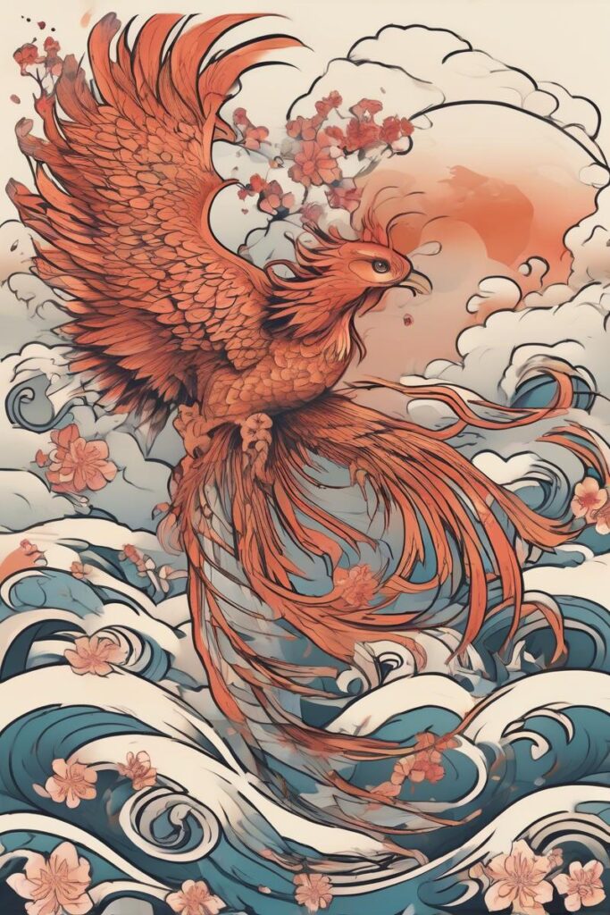 myth phoenix rising from the ashes8japanesestyle AI Ink All myth phoenix rising from the ashes designed featuring Japanese style tattoo