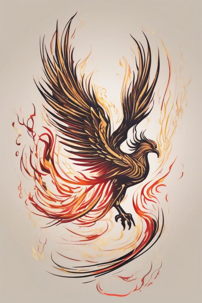myth phoenix rising from the ashes8minimaliststyle AI Ink All myth phoenix rising from the ashes designed featuring minimalist style tattoo