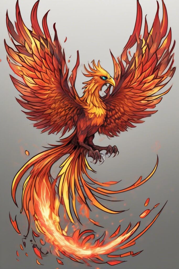 myth phoenix rising from the ashes9animestyle AI Ink All myth phoenix rising from the ashes designed featuring anime style tattoo