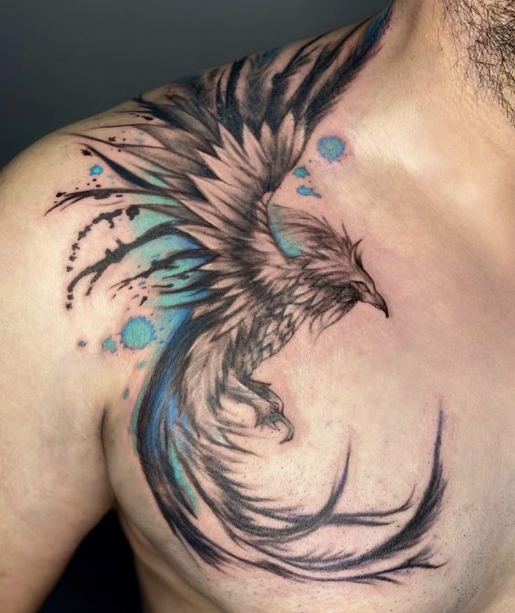 phoenix chest tattoo for men from interest